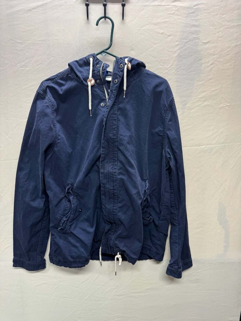 Divided by H&M Navy Blue Hooded Utility Jacket with Drawstring